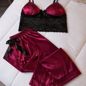 PIJAMA PANTALON EN SATIN ENCANTADORA